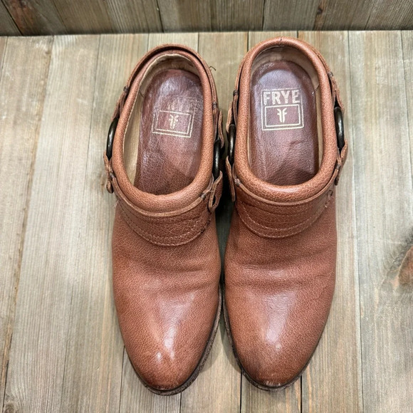 Frye Carson Harness Boot Mule Clog Slip On Tan size 8 - Picture 5 of 7
